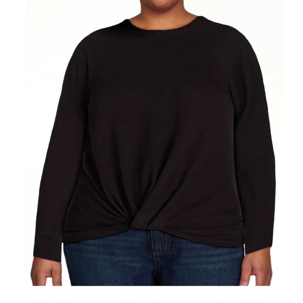 Time and Tru. Women's. Knot Front Long Sleeve Top. Black. Size XXL. NWT.